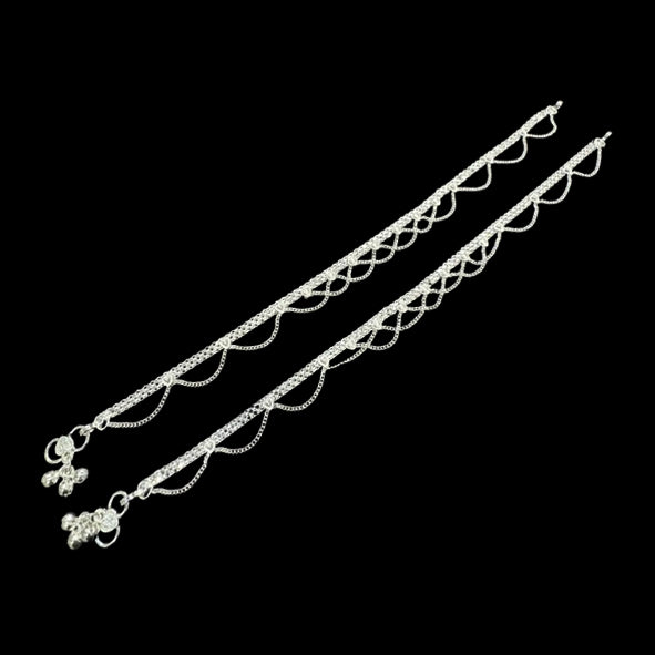 Sterling Silver Fancy Anklet-1pair