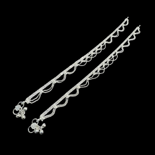 Sterling Silver Fancy Anklet-1pair