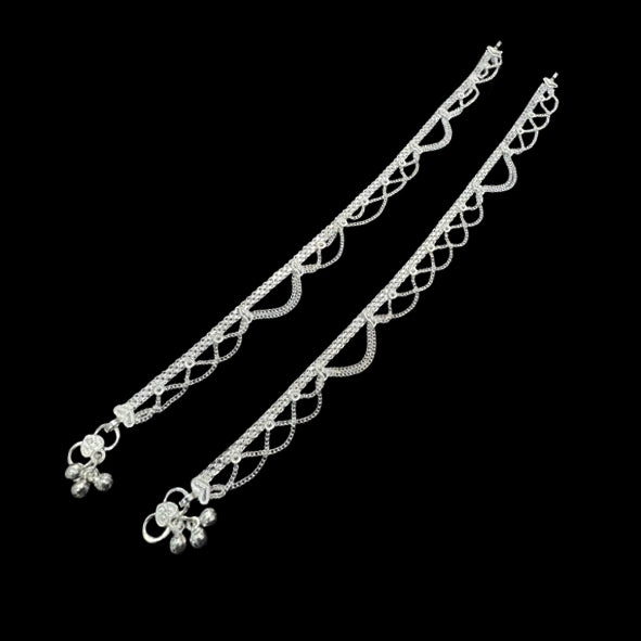 Sterling Silver Fancy Anklet-1pair