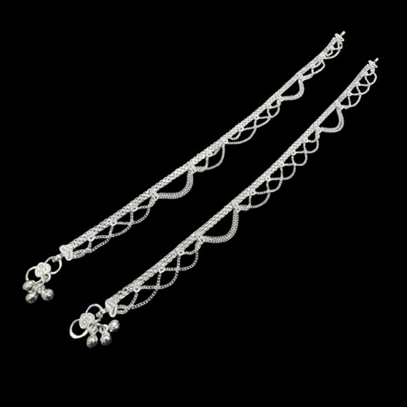 Sterling Silver Fancy Anklet-1pair