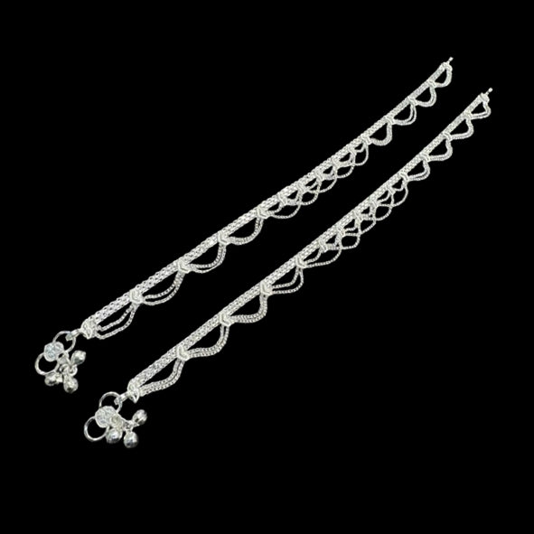 Sterling Silver Fancy Anklet-1pair