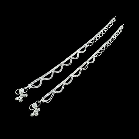 Sterling Silver Fancy Anklet-1pair