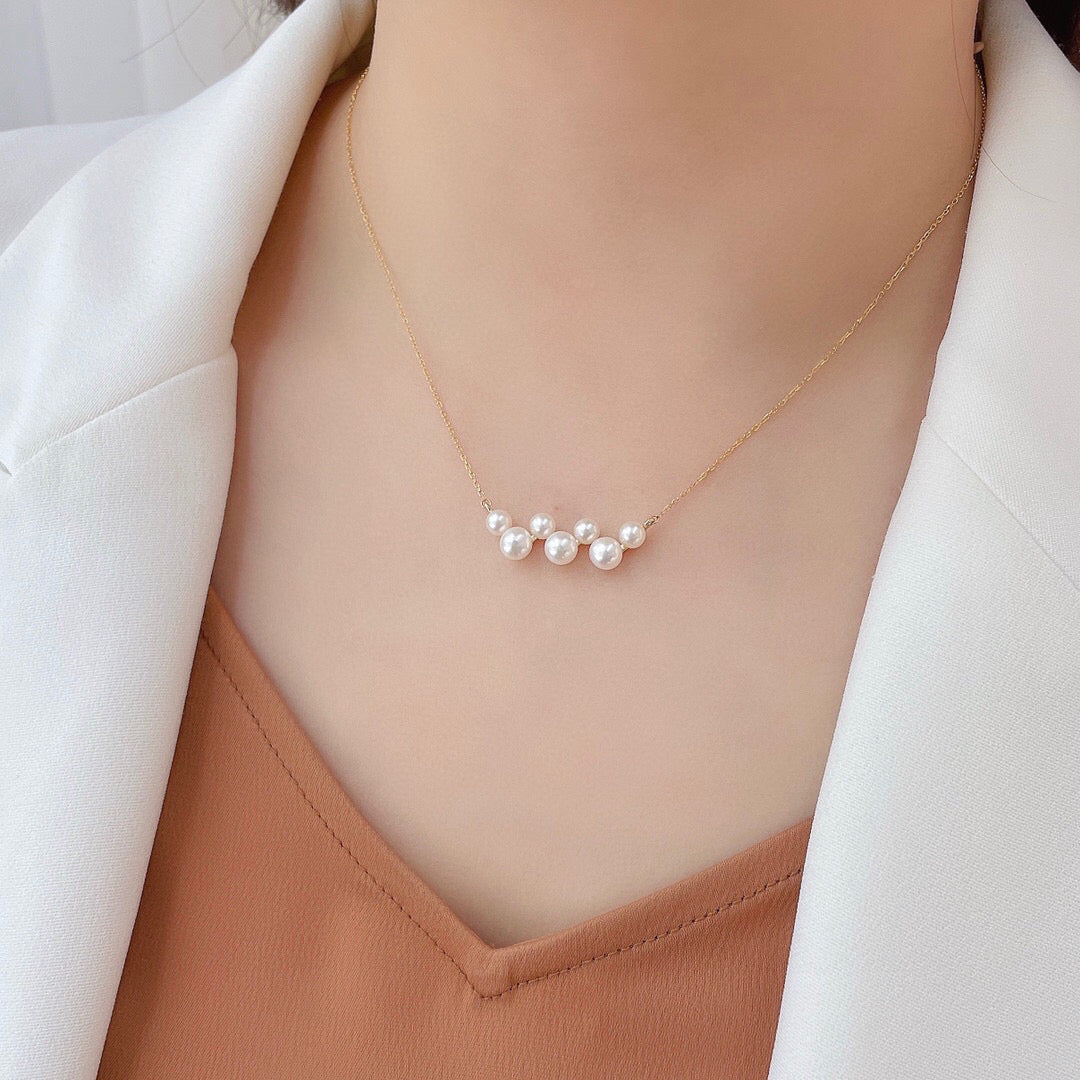 18K YG Necklace with 4-5mm FWP white- 1pc