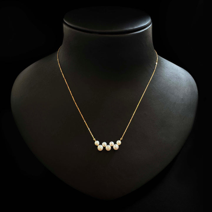18K YG Necklace with 4-5mm FWP white- 1pc
