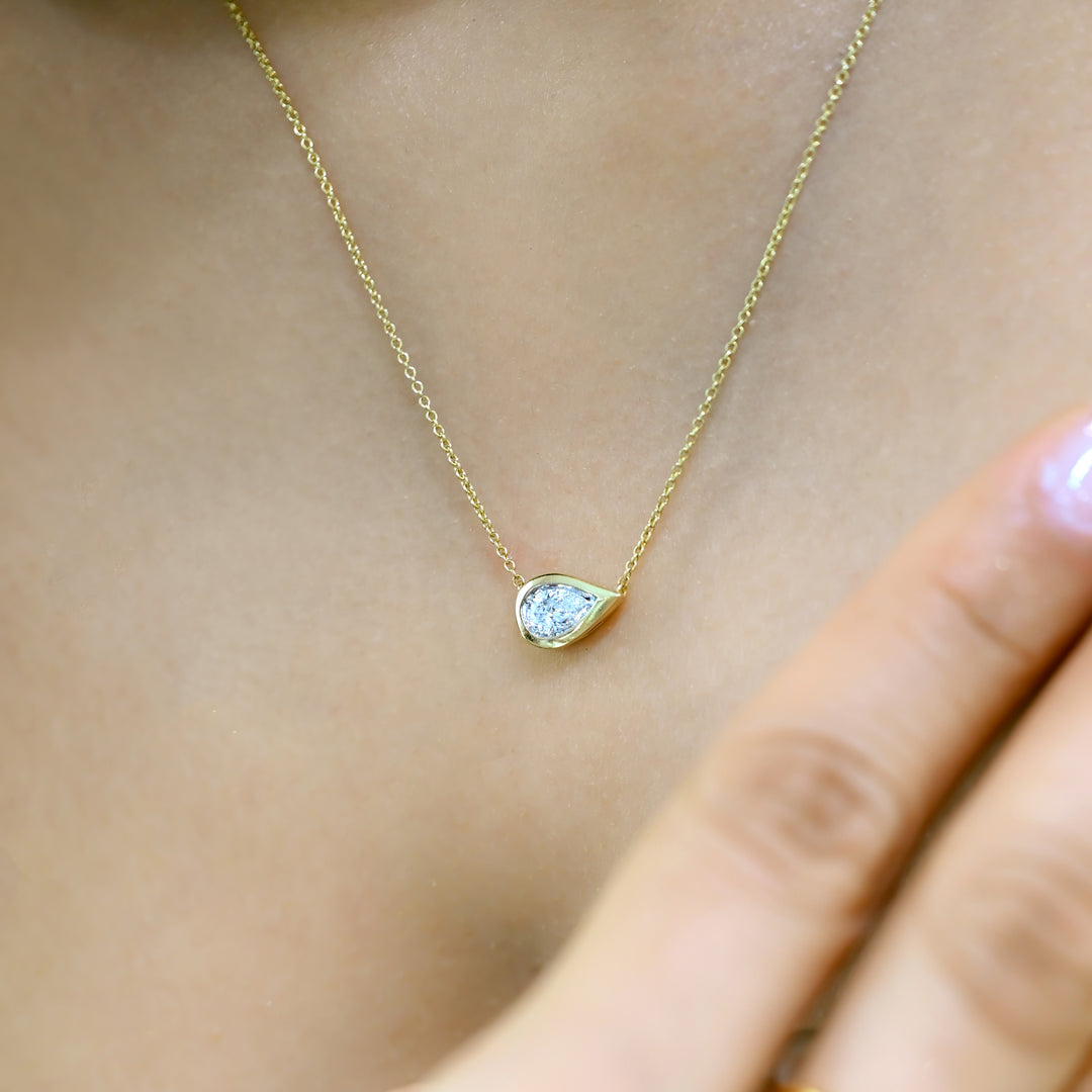 14K YG Pear Shape Diamond Necklace-1pc