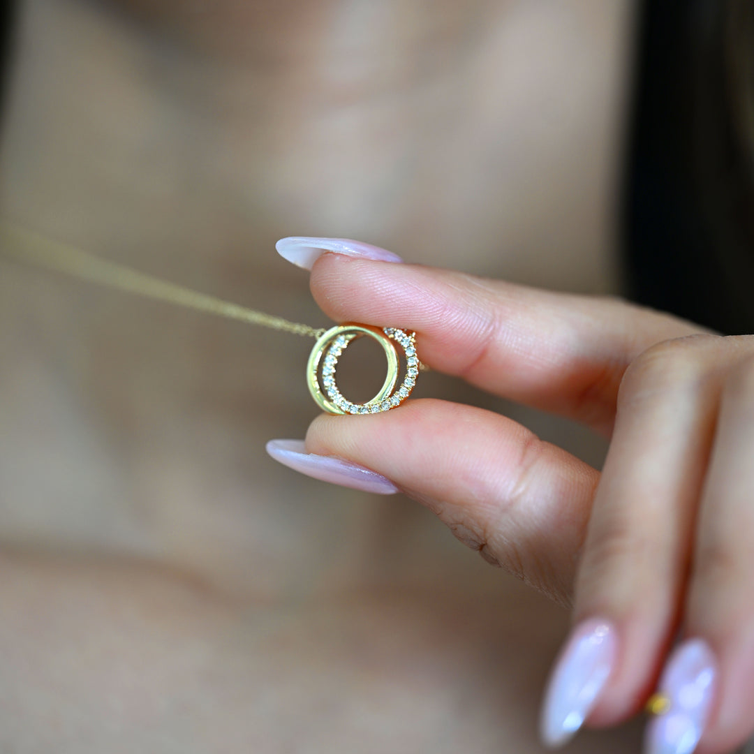 14K YG Diamond Circle Pendant-1pc