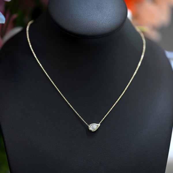 14K YG Pear Shape Diamond Necklace-1pc