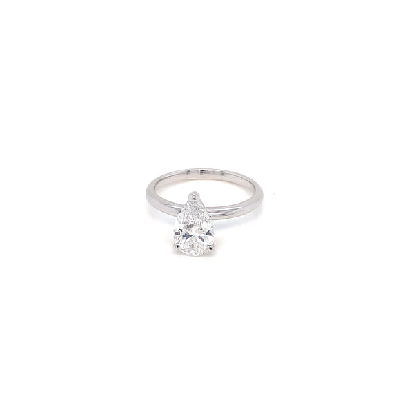 18K WG Pear Shape Solitaire Diamond Ring-1pc