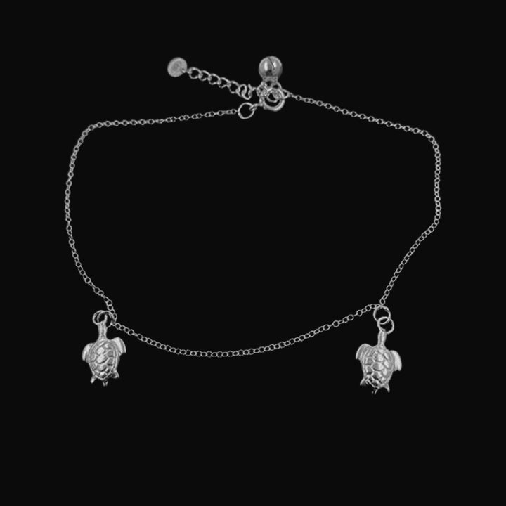 Sterling Silver Fancy Ball with Tortoise Anklet-1pc