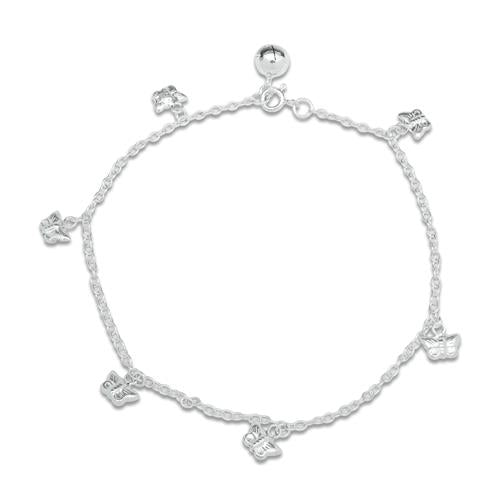 Sterling Silver Fancy Butterfly Anklet-1pc