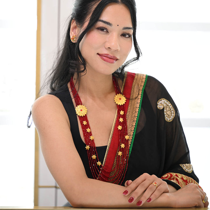 Traditional YG Red Pote Chandrahaar-1pc