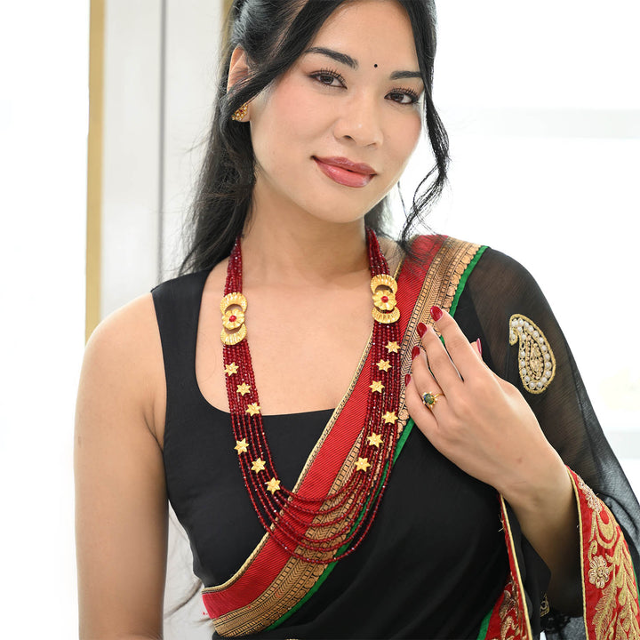 Traditional YG Red Pote Chandrahaar-1pc