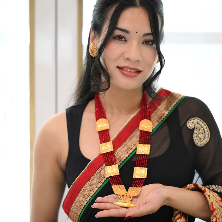 Traditional YG Red Pote Chandrahaar-1pc