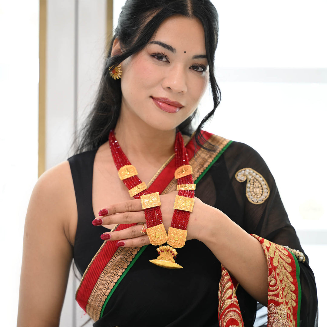 Traditional YG Red Pote Chandrahaar-1pc