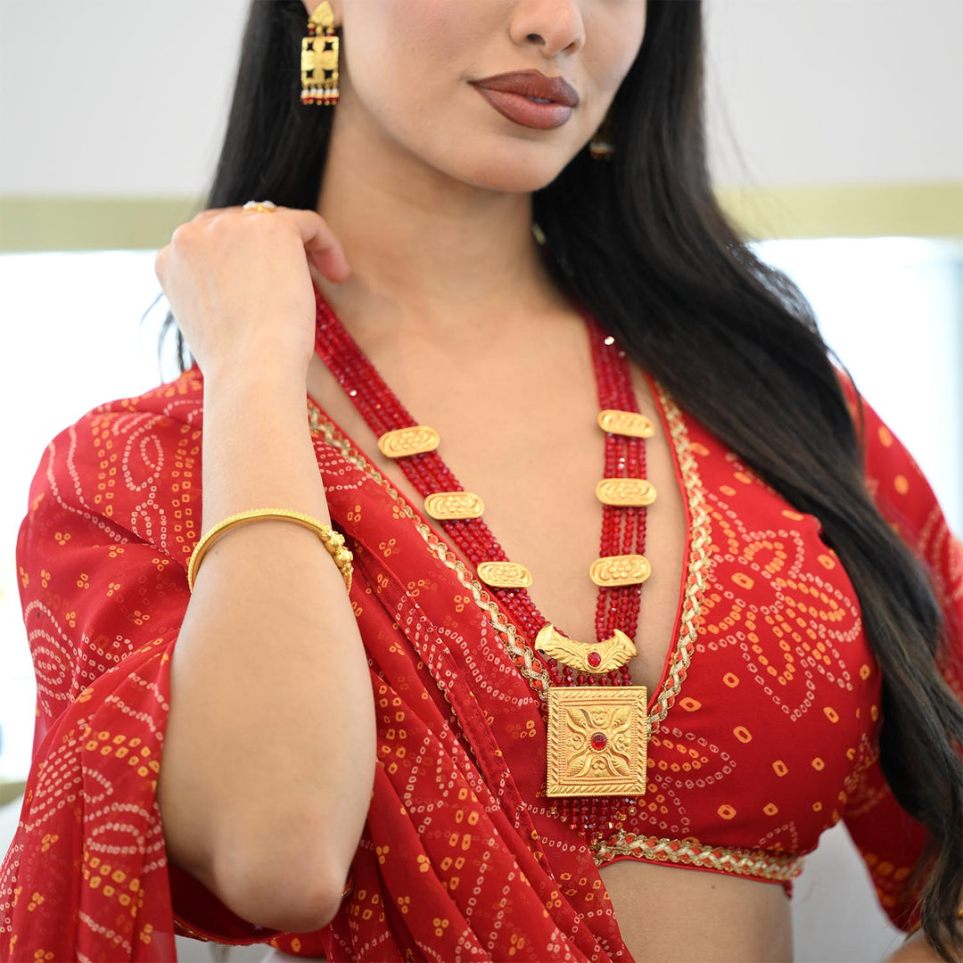 Traditional YG Red Pote Chandrahaar-1pc