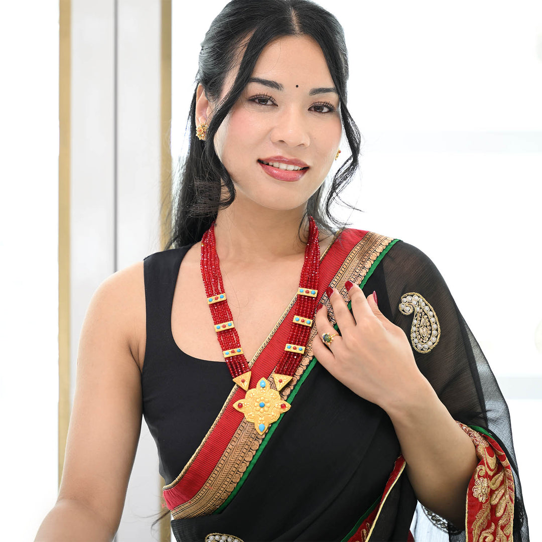 Traditional YG Red Pote Chandrahaar-1pc