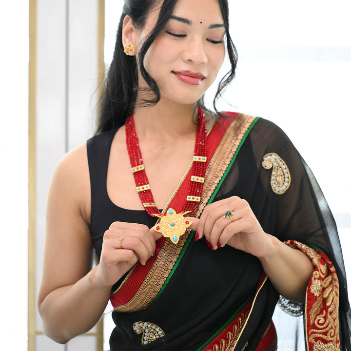 Traditional YG Red Pote Chandrahaar-1pc