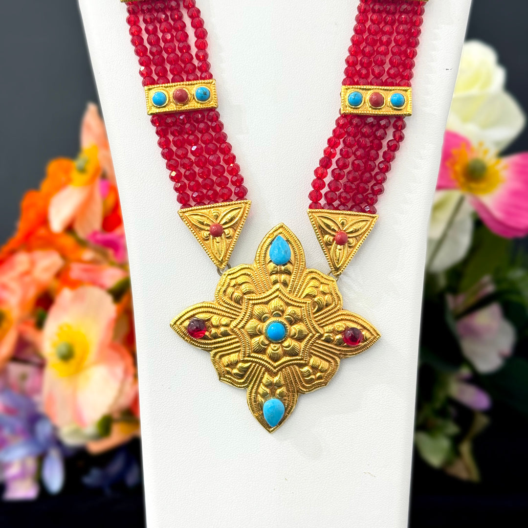 Traditional YG Red Pote Chandrahaar-1pc