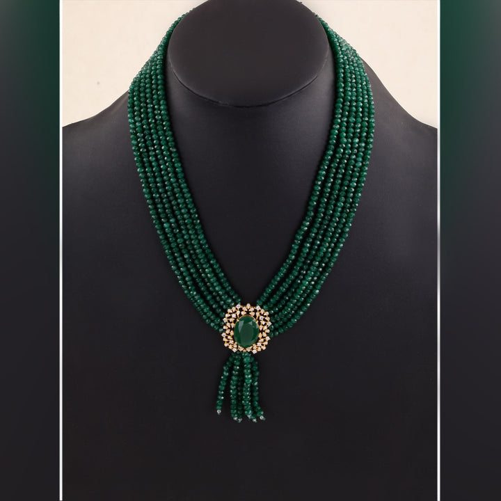 22K YG Fancy AD with Green Onyx Pendant-1pc