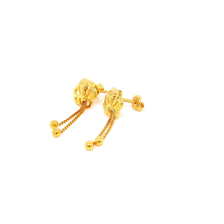 22K YG Fancy Stud Earring-1pair