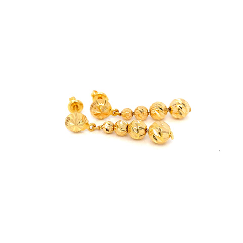 22K YG Fancy Ball Earring-1pair