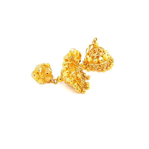 22K YG Fancy 2 in 1 Pinjada Earring-1pair