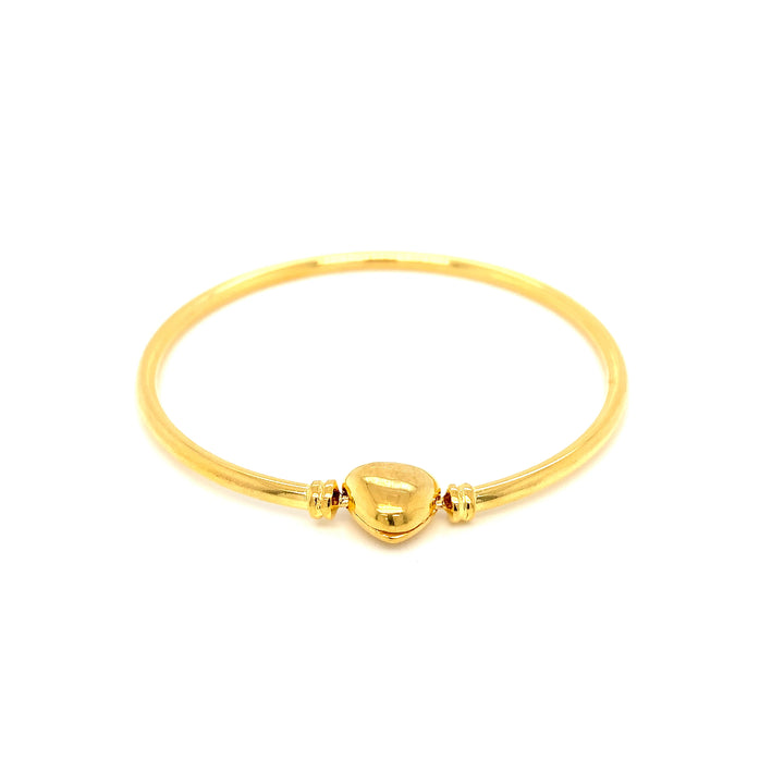 22K YG Plain Heart Bangle-1pc