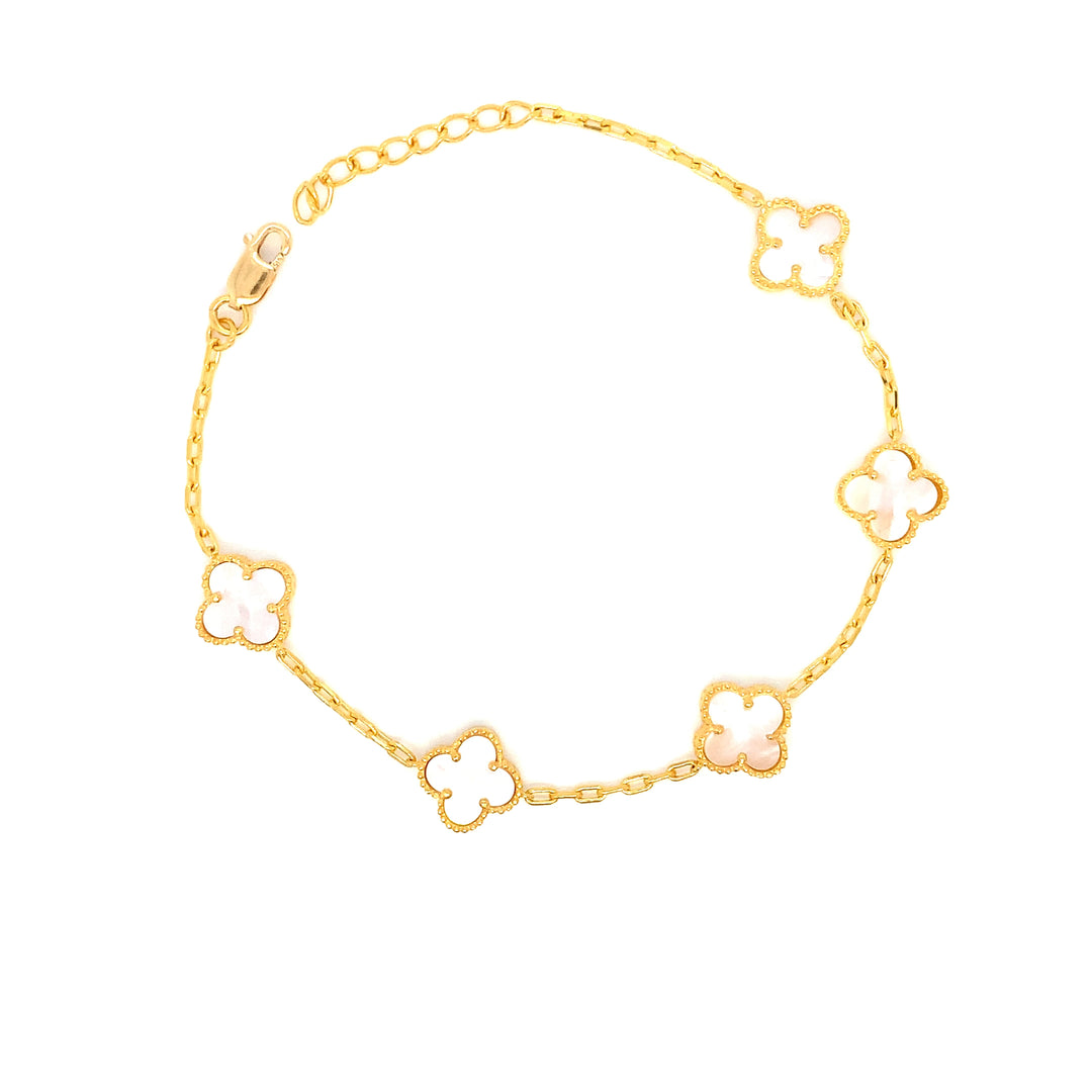 22K YG White Clover Bracelet-1pc