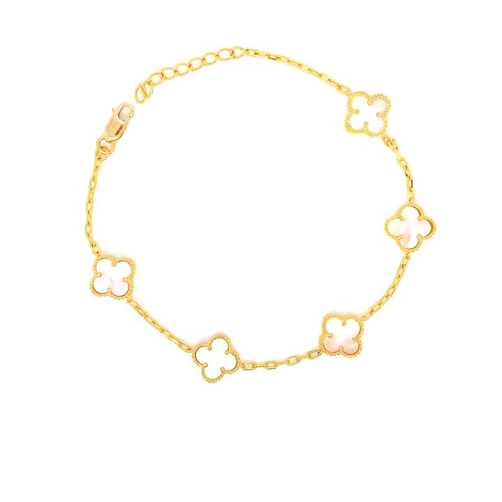 22K YG White Clover Bracelet-1pc
