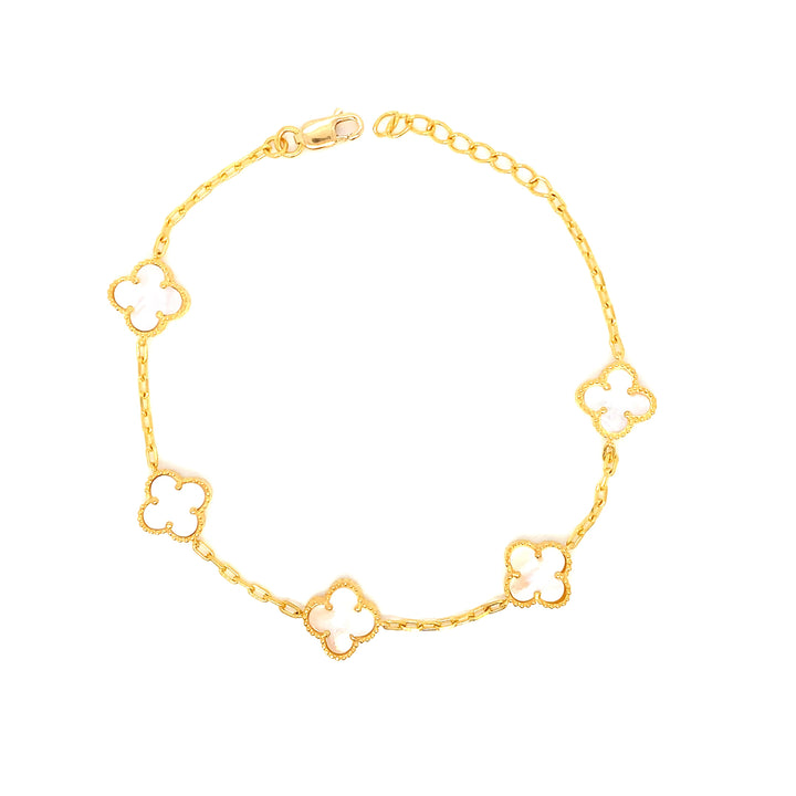 22K YG White Clover Bracelet-1pc