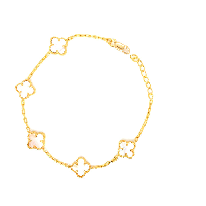 22K YG White Clover Bracelet-1pc
