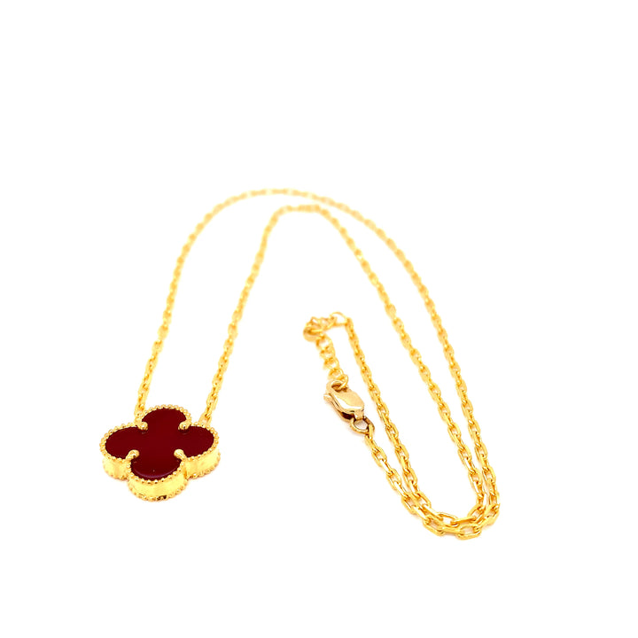 22K YG Red Clover Necklace-1pc