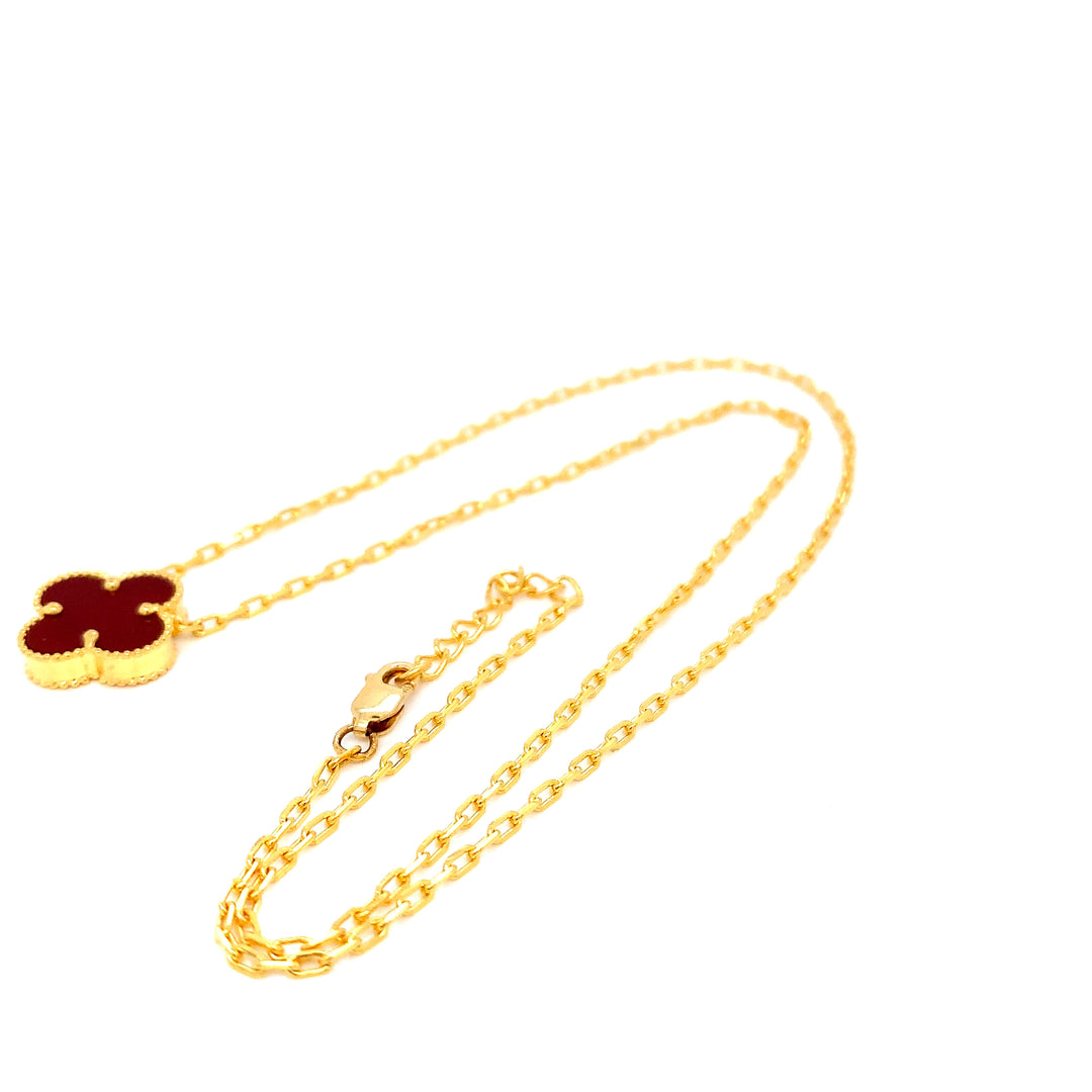 22K YG Red Clover Necklace-1pc