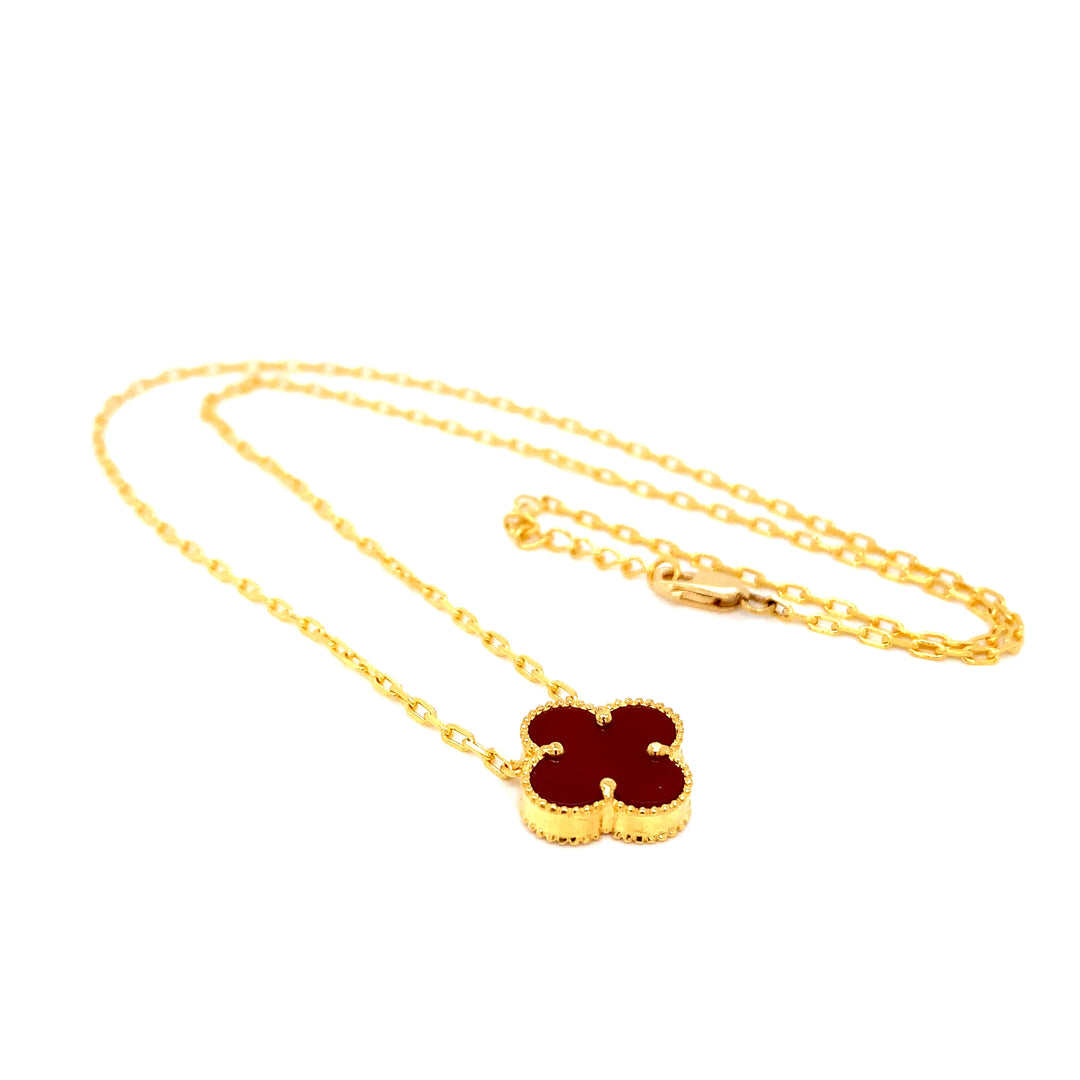 22K YG Red Clover Necklace-1pc