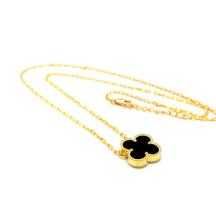 22K YG Black Clover Necklace-1pc