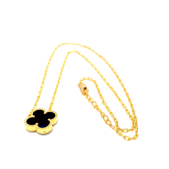22K YG Black Clover Necklace-1pc