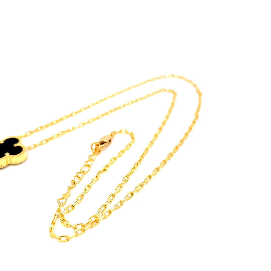 22K YG Black Clover Necklace-1pc