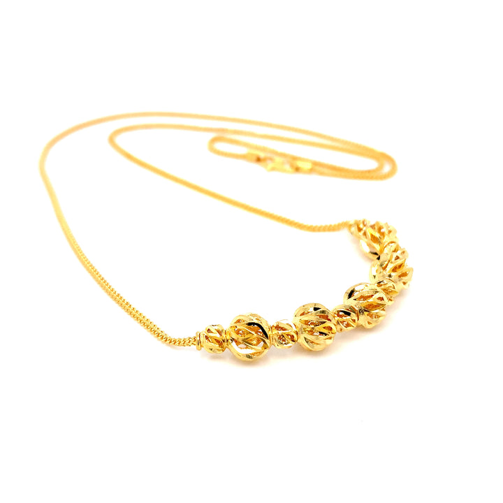 22K YG Fancy Ball Necklace-1pc