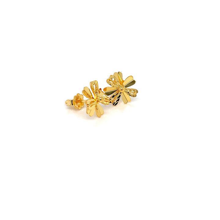 22K YG Flower Earring-1pair