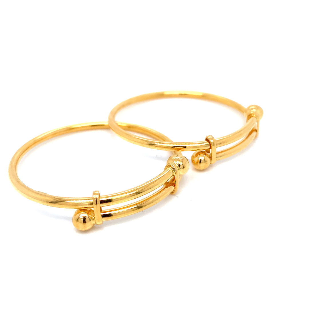 22K YG Kids Adjustable Bangle-1pair