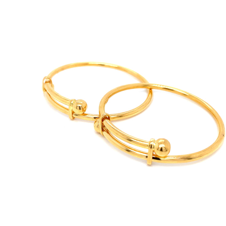 22K YG Kids Adjustable Bangle-1pair