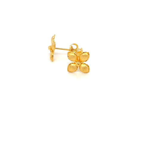 22K YG Flower Earring-1pair