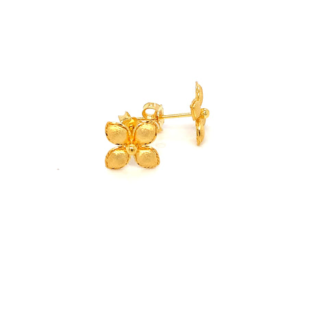 22K YG Flower Earring-1pair