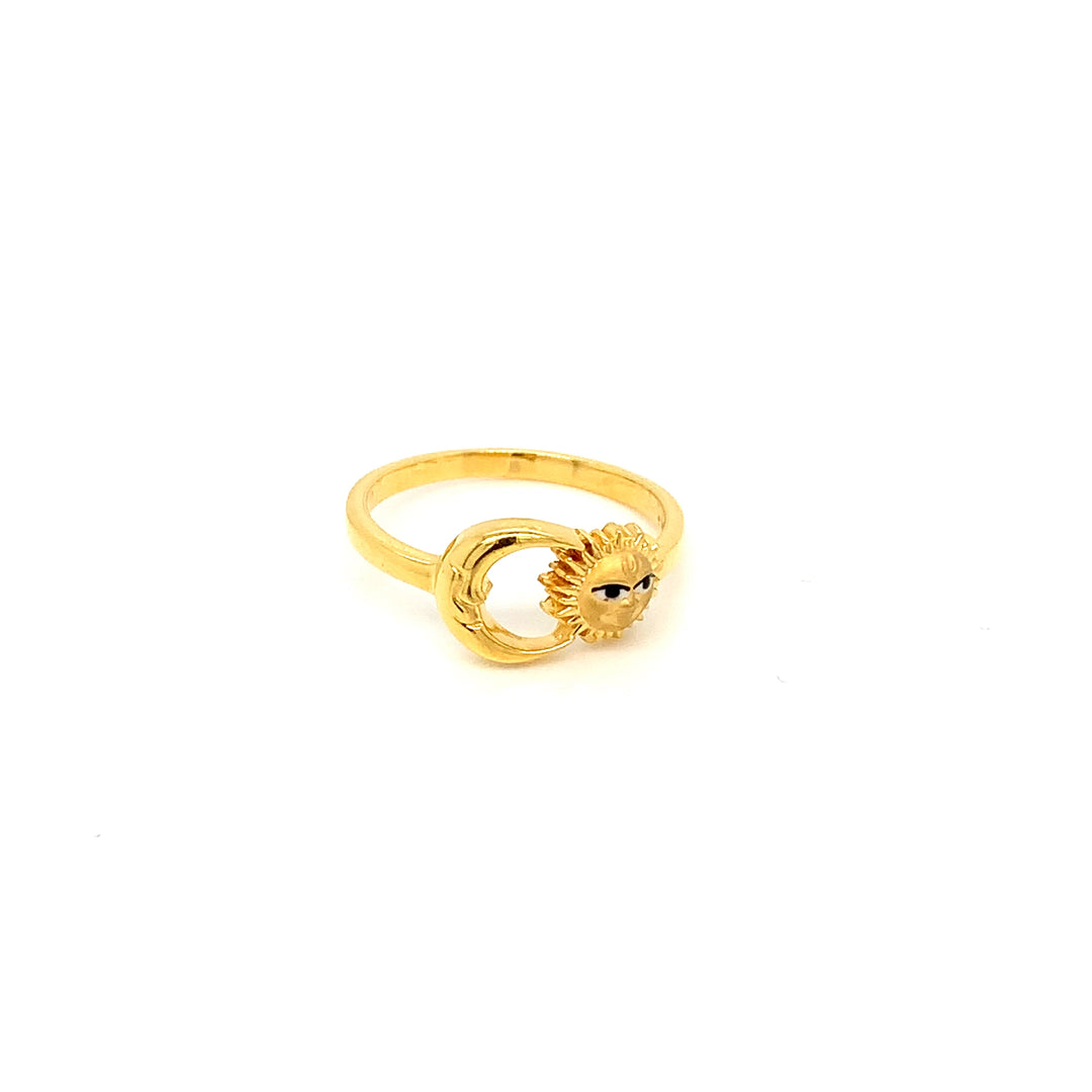 24K YG Fancy Sun Moon Ring-1pc