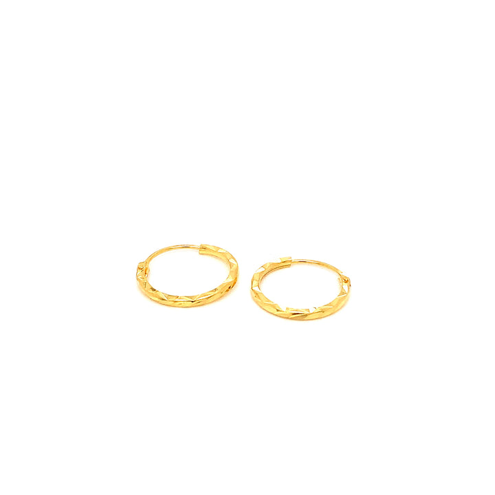 22K YG Cutting Design Hoop Earring-1pair