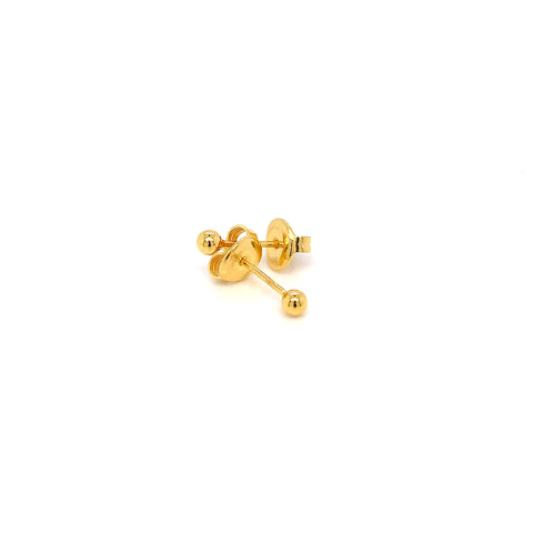 22K YG 3.06mm Round Polished Stud Earring-1pair