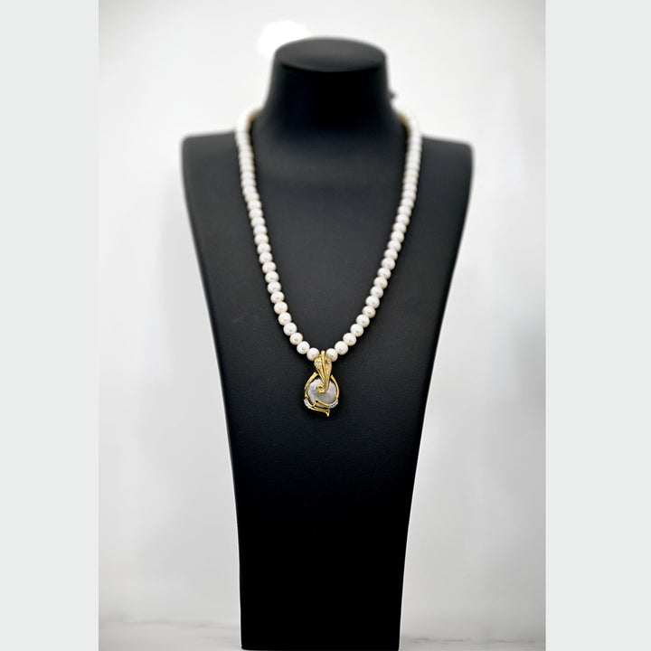14K YG FWP Ganesh Diamond Necklace-1pc