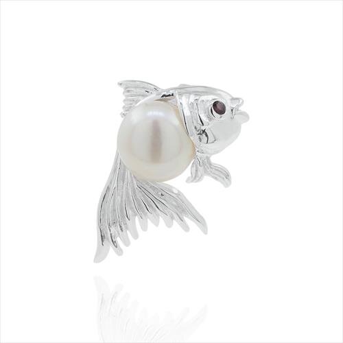 Sterling Silver Fish Pearl Pendant-1pc