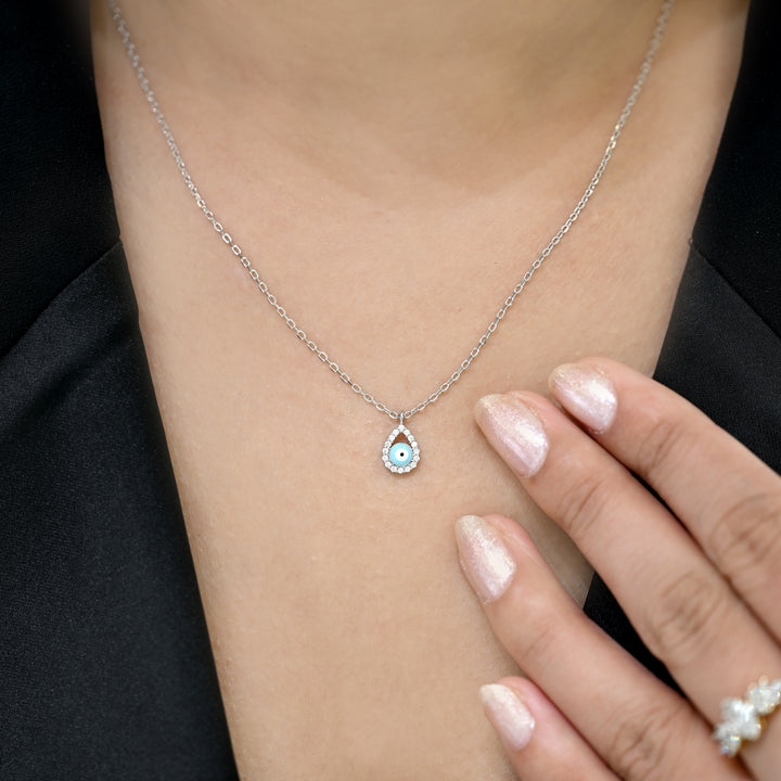 Sterling Silver Evil Eye Drop Necklace-1pc