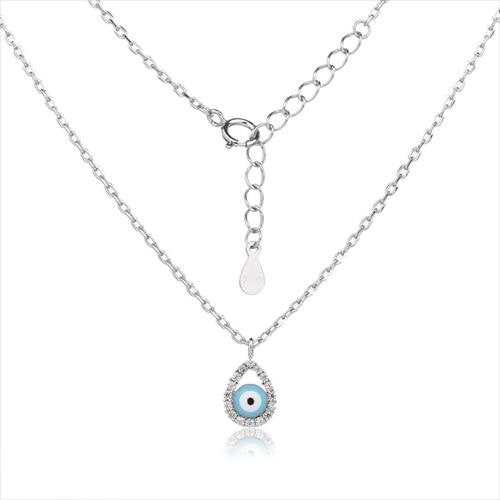 Sterling Silver Evil Eye Drop Necklace-1pc
